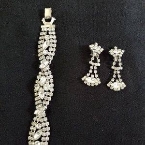 Silver and Diamond twist necklace with earrings